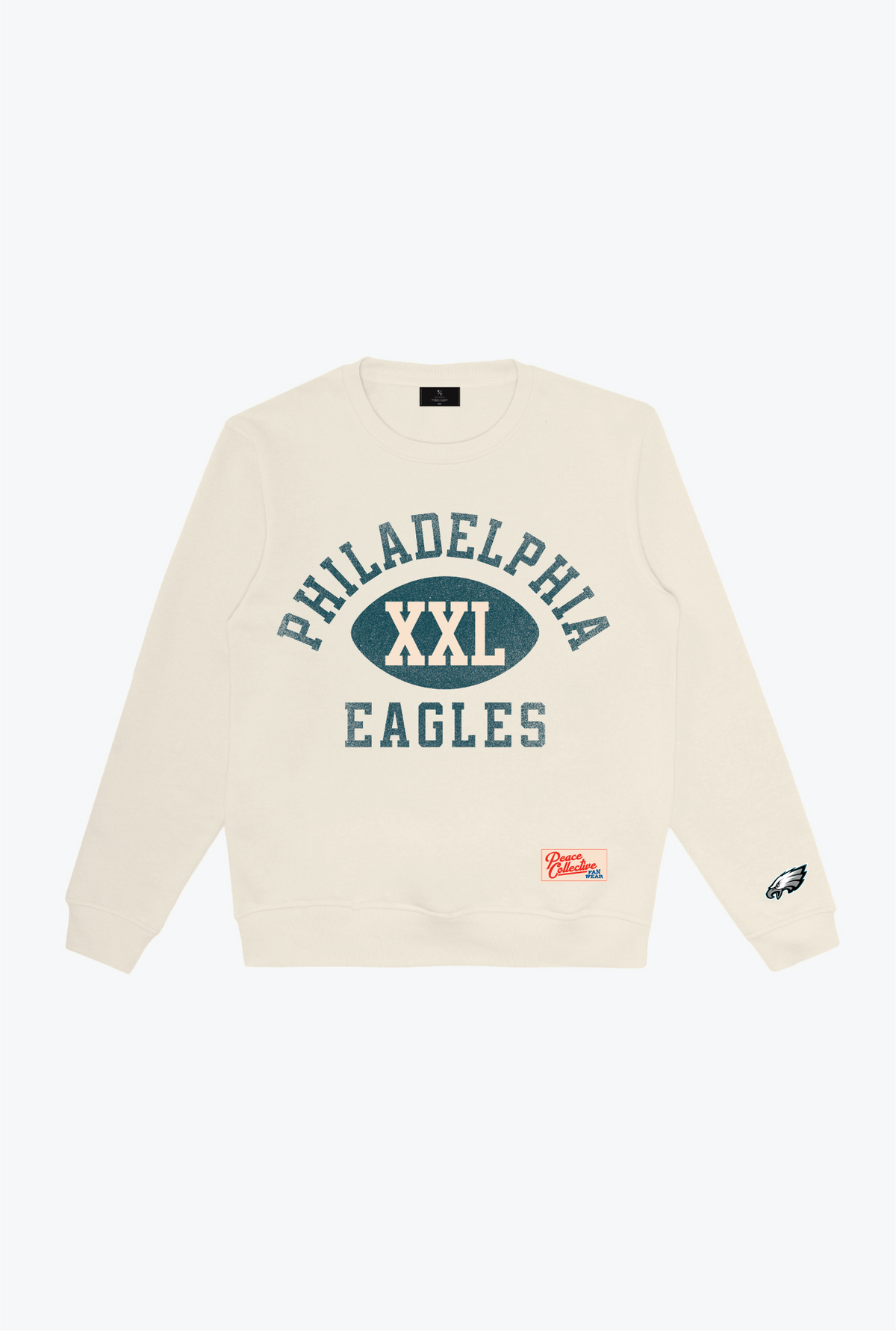 Pull ras du cou épais d'échauffement des Philadelphia Eagles - Ivoire