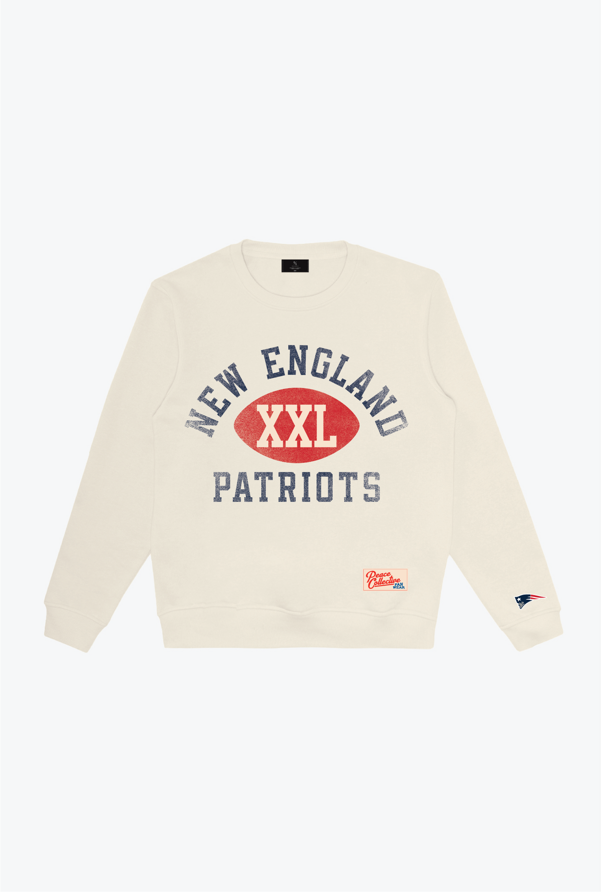 New England Patriots Warm Up Schwerer Rundhalsausschnitt - Elfenbein