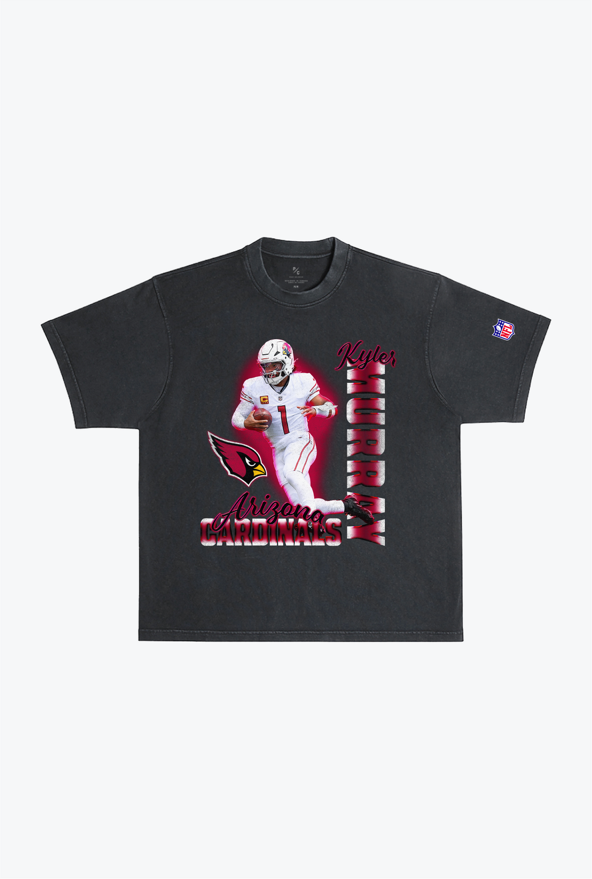 Kyler Murray – Schweres, stückgefärbtes T-Shirt – Schwarz