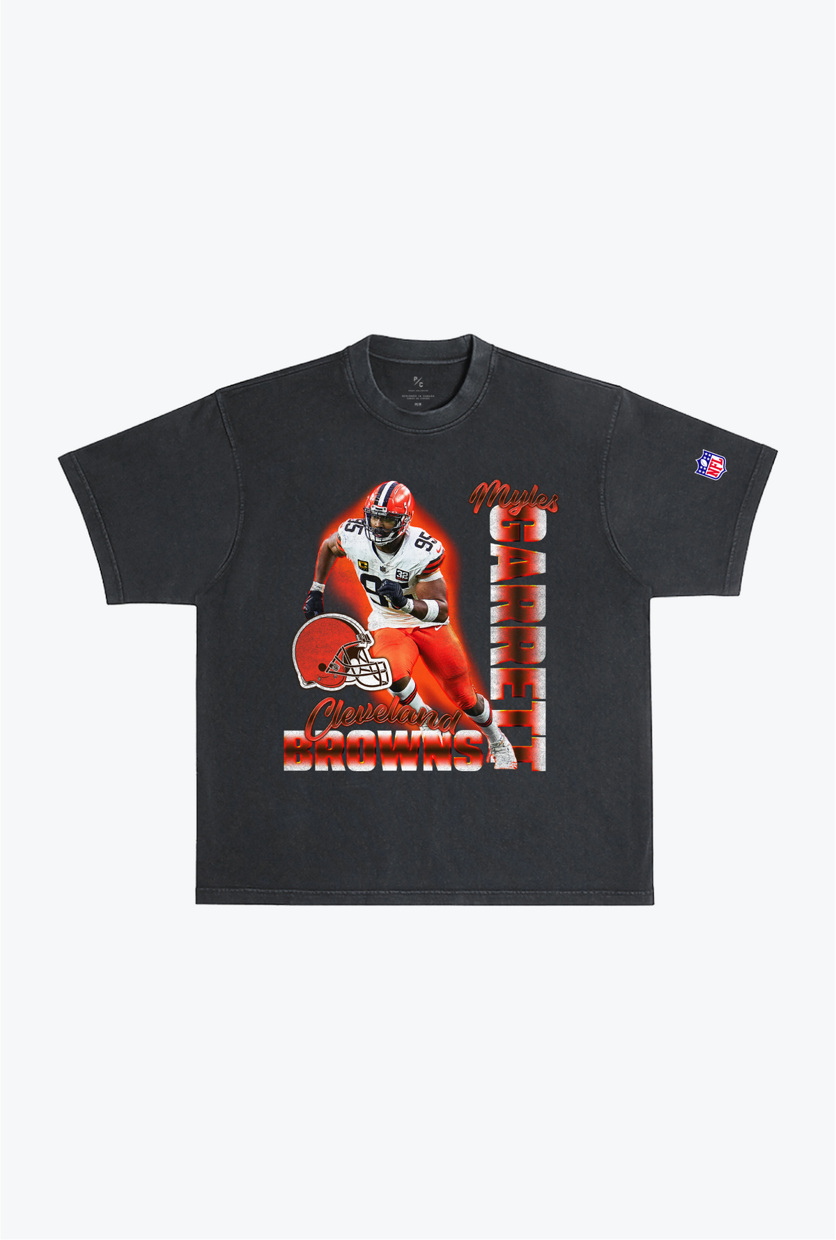 Myles Garrett Schweres T-Shirt im Garment-Dyed-Stil - Schwarz