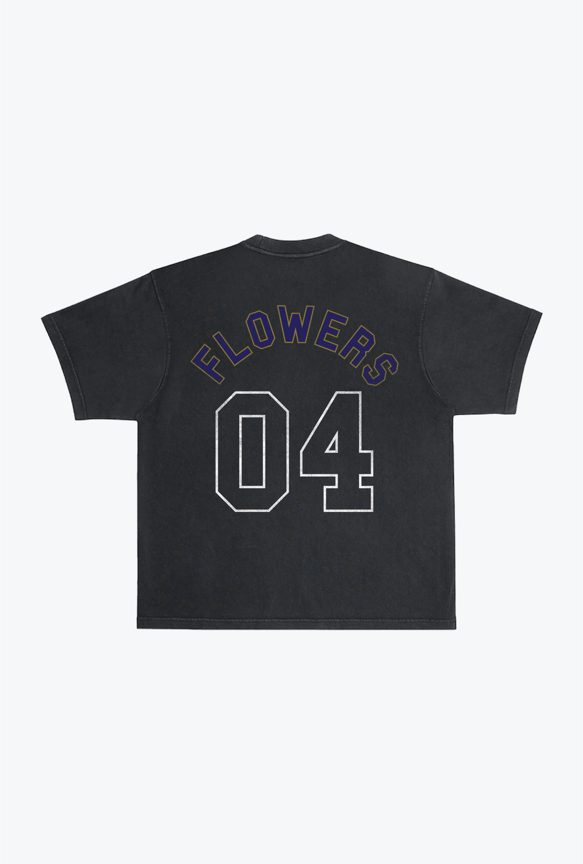 Schweres T-Shirt mit stückgefärbtem Zay Flowers-Muster - Schwarz