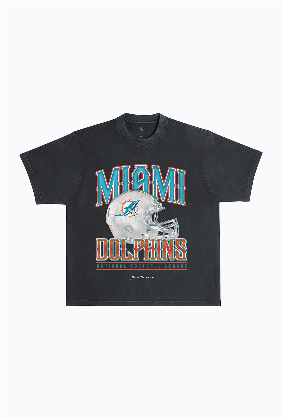 Miami Dolphins Helm Garment Dyed Heavyweight T-Shirt - Schwarz