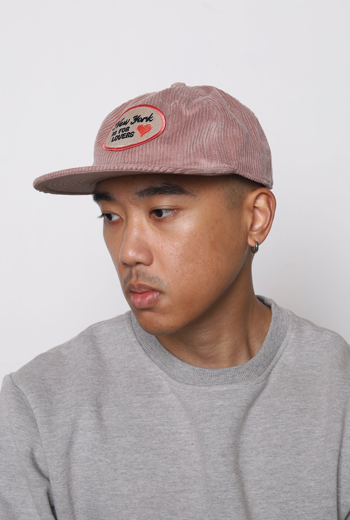 New York is for Lovers Patch Corduroy Cap - Hazy Pink