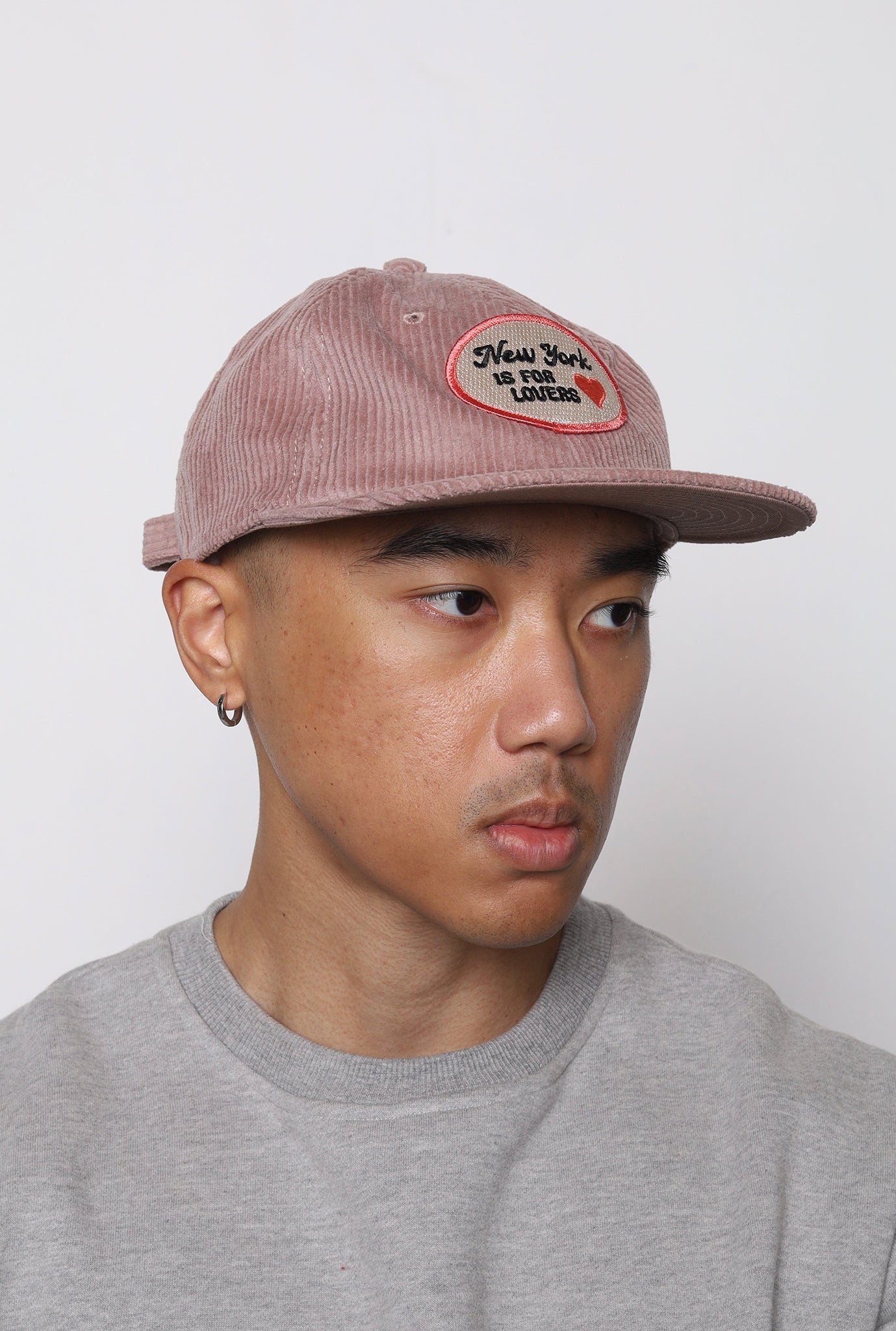 New York is for Lovers Patch Corduroy Cap - Hazy Pink