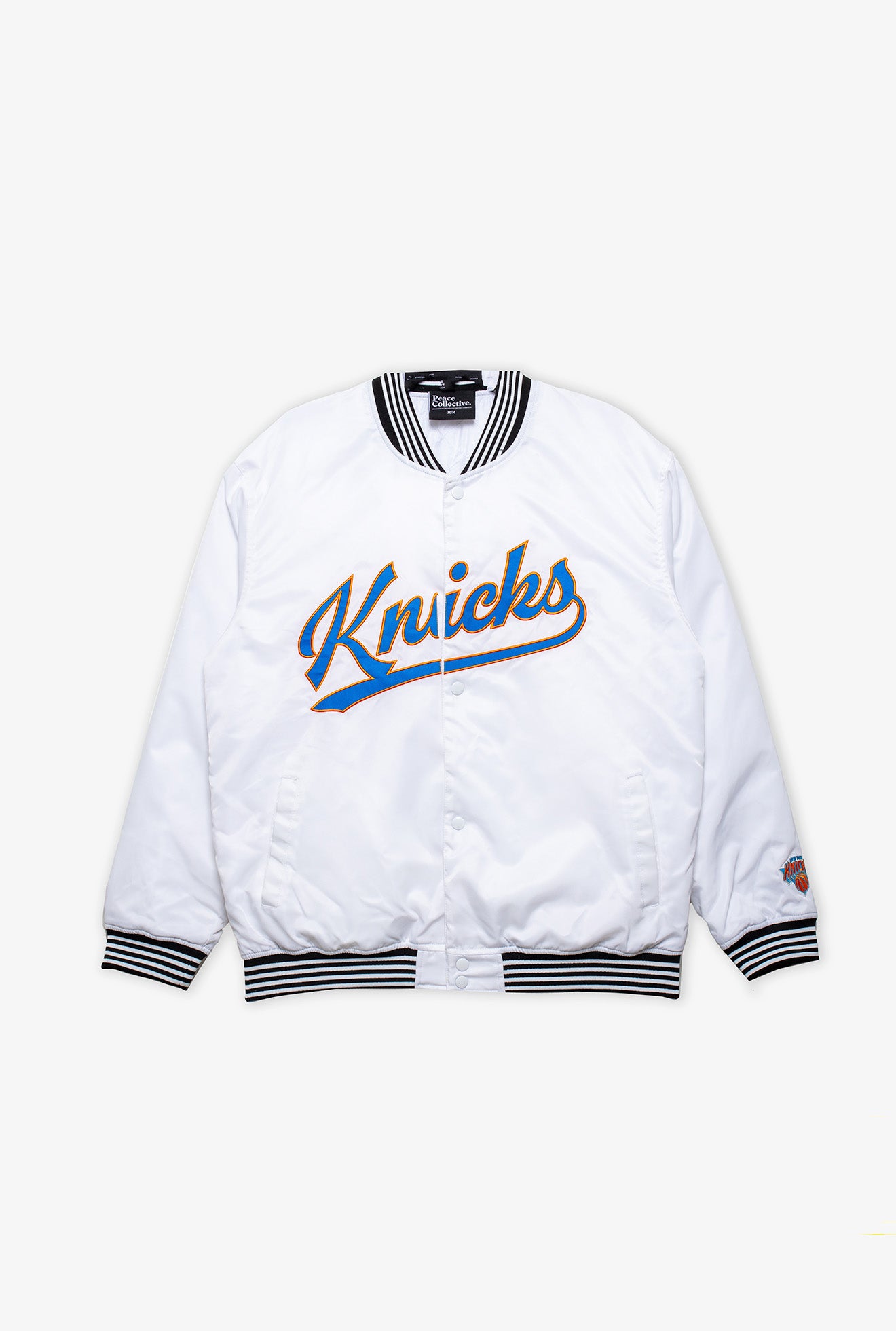 New York Knicks Nylon Varsity Jacket - White