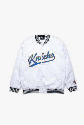 New York Knicks Nylon Varsity Jacket - White