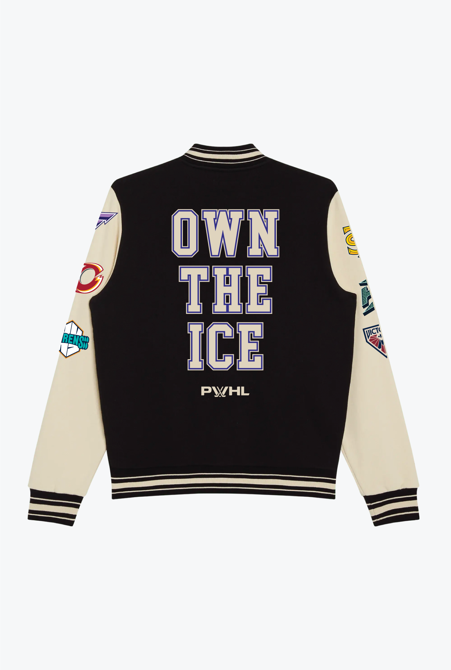 PWHL Own The Ice Letterman Jacket - Black/Ivory