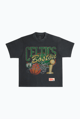 Boston Celtics Swish Garment Dyed Heavyweight T-Shirt - Black