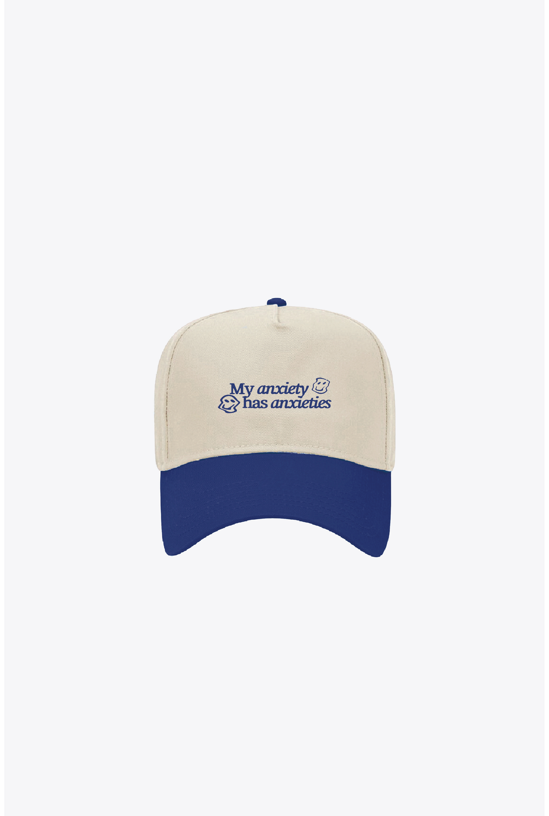 My Anxiety Has Anxieties A-Frame Cap - Royal / Ivory