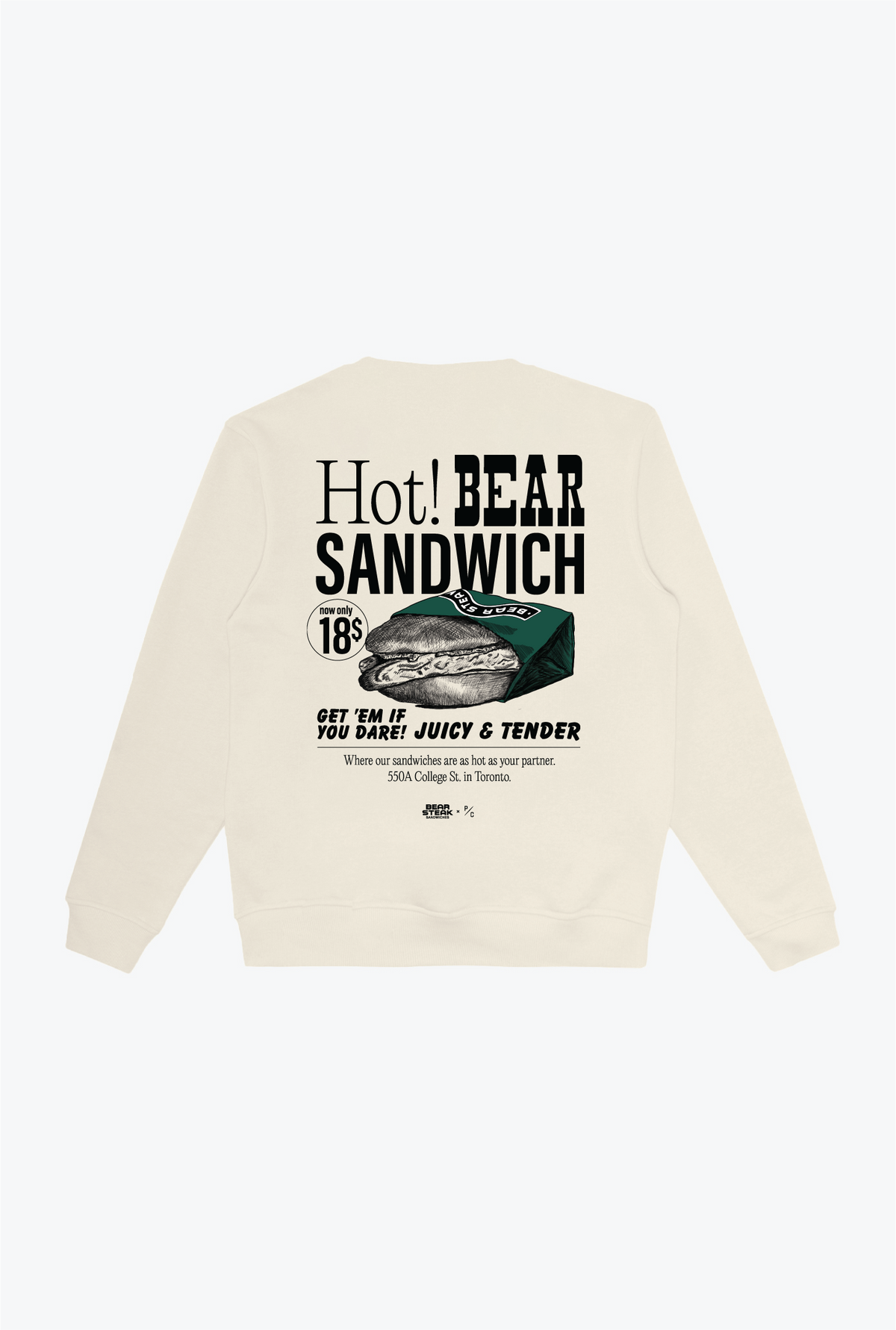 P/C x BEAR Steak Sandwiches Ad Crewneck - Ivory