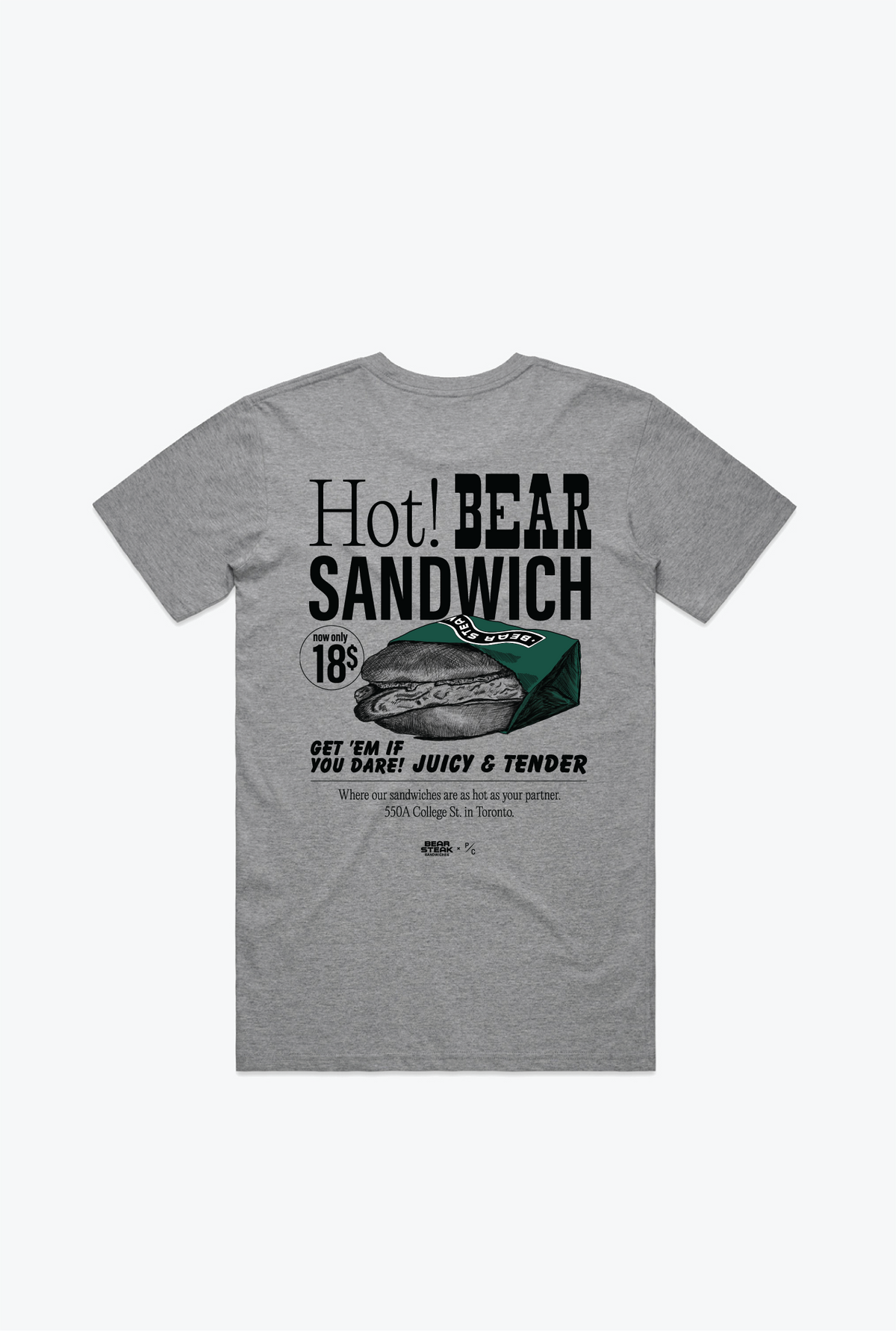 P/C x BEAR Steak Sandwiches Ad T-Shirt - Grey