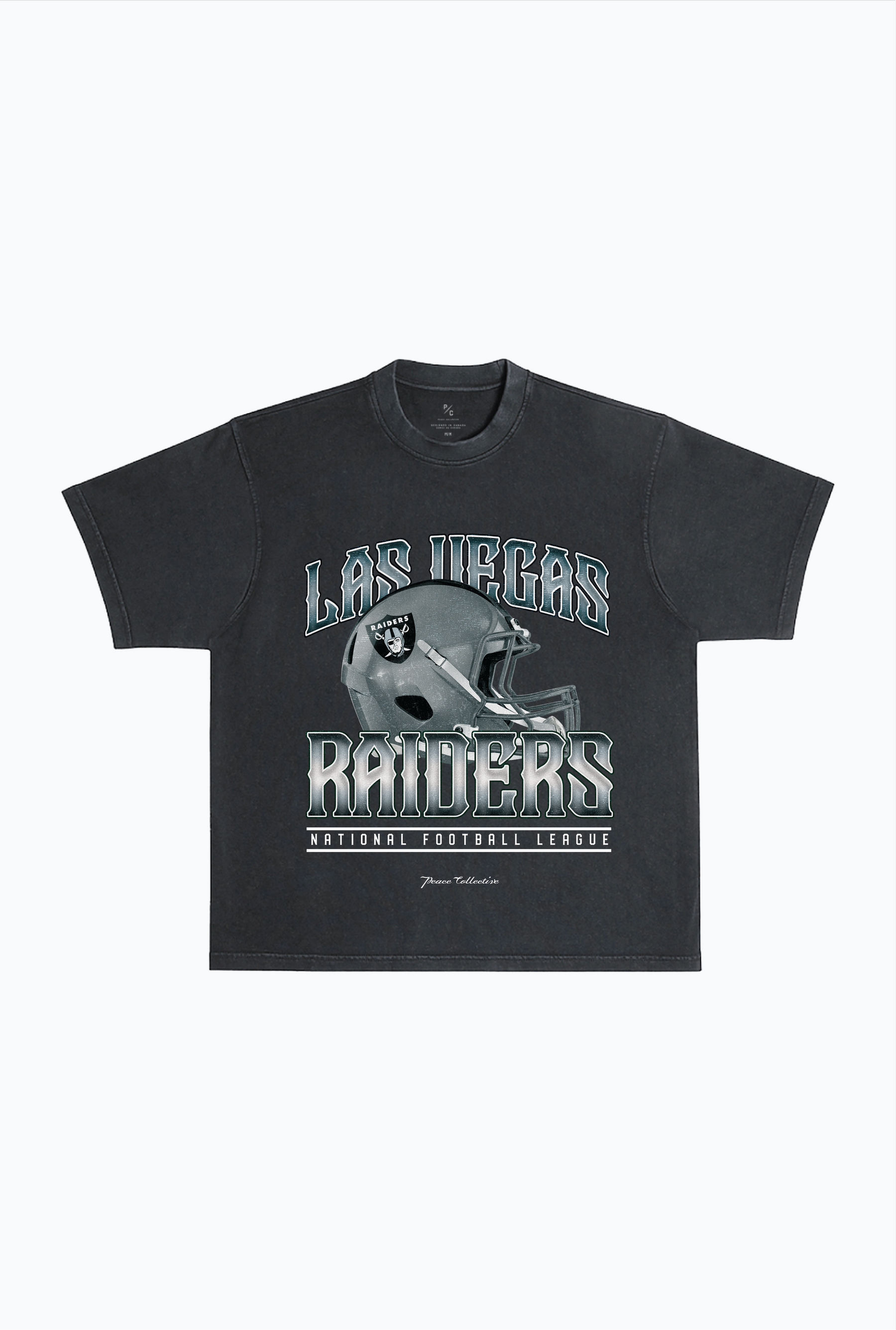 Las Vegas Raiders Helmet Garment Dyed Heavyweight T-Shirt - Black