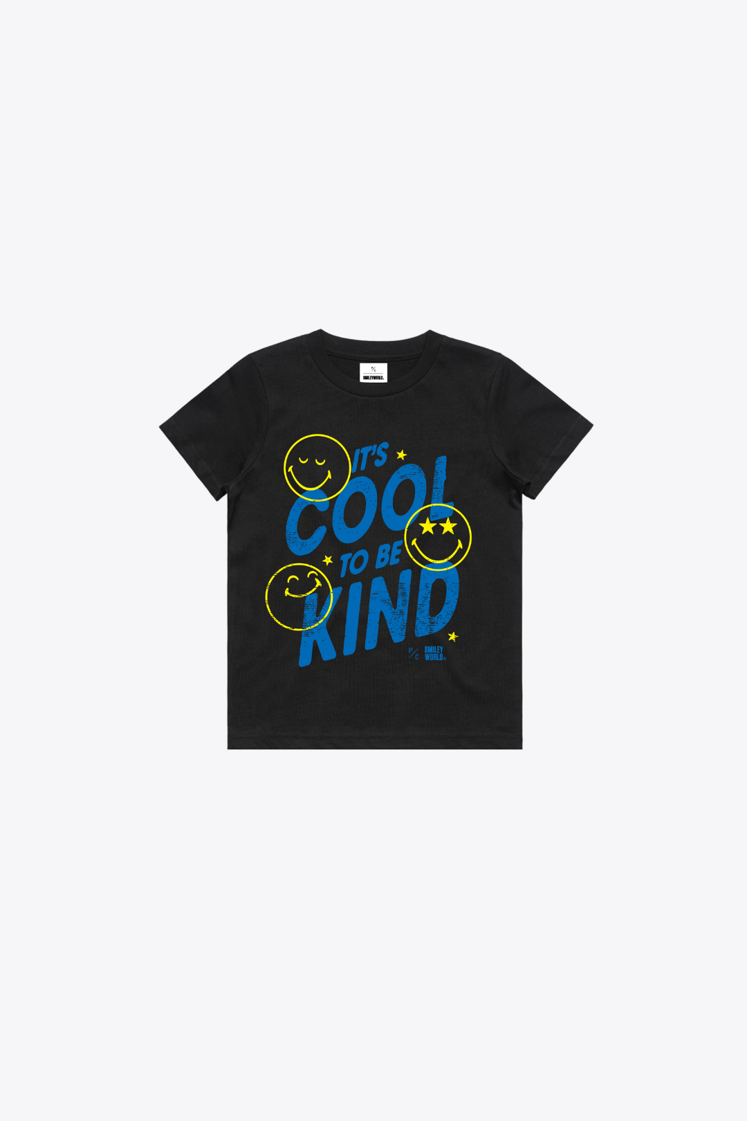 P/C x SmileyWorld „It’s Cool To Be Kind“ Kinder-T-Shirt – Schwarz