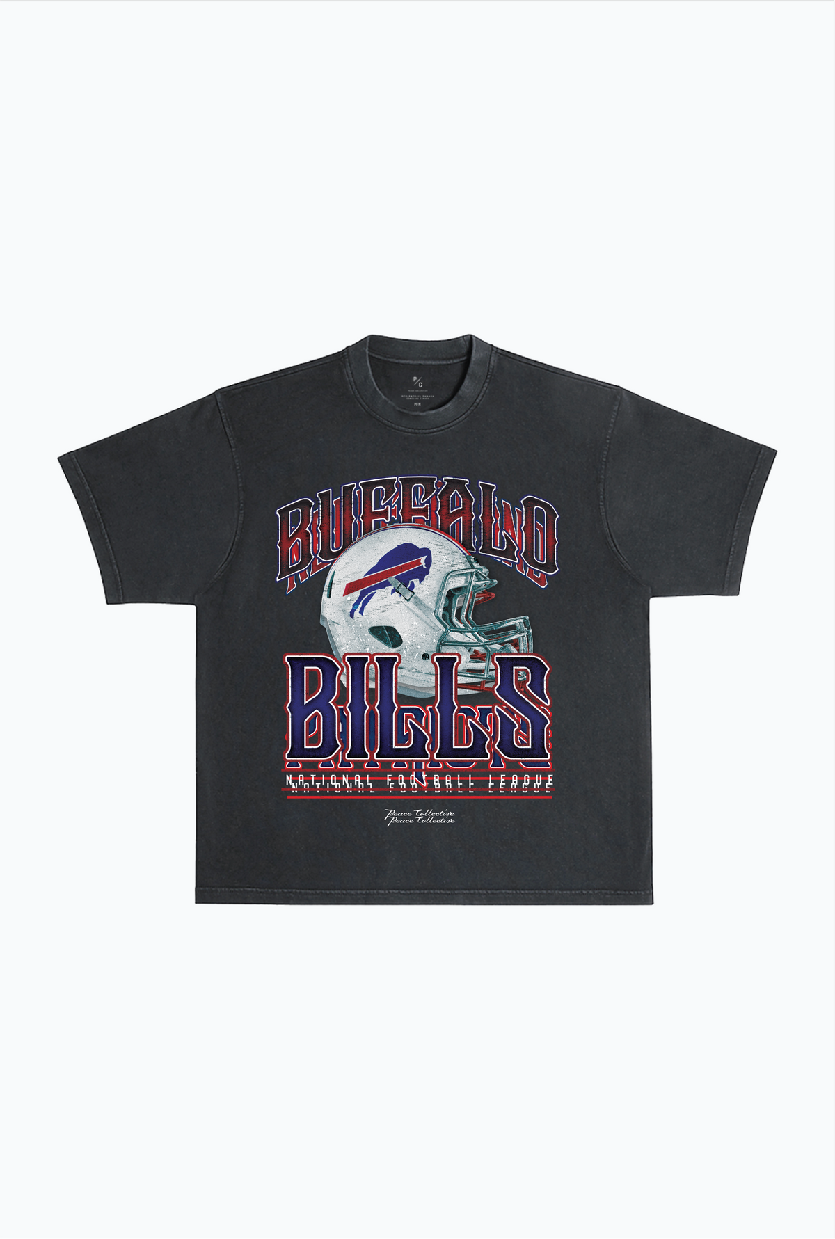 Buffalo Bills Helmet Garment Dyed Heavyweight T-Shirt - Black