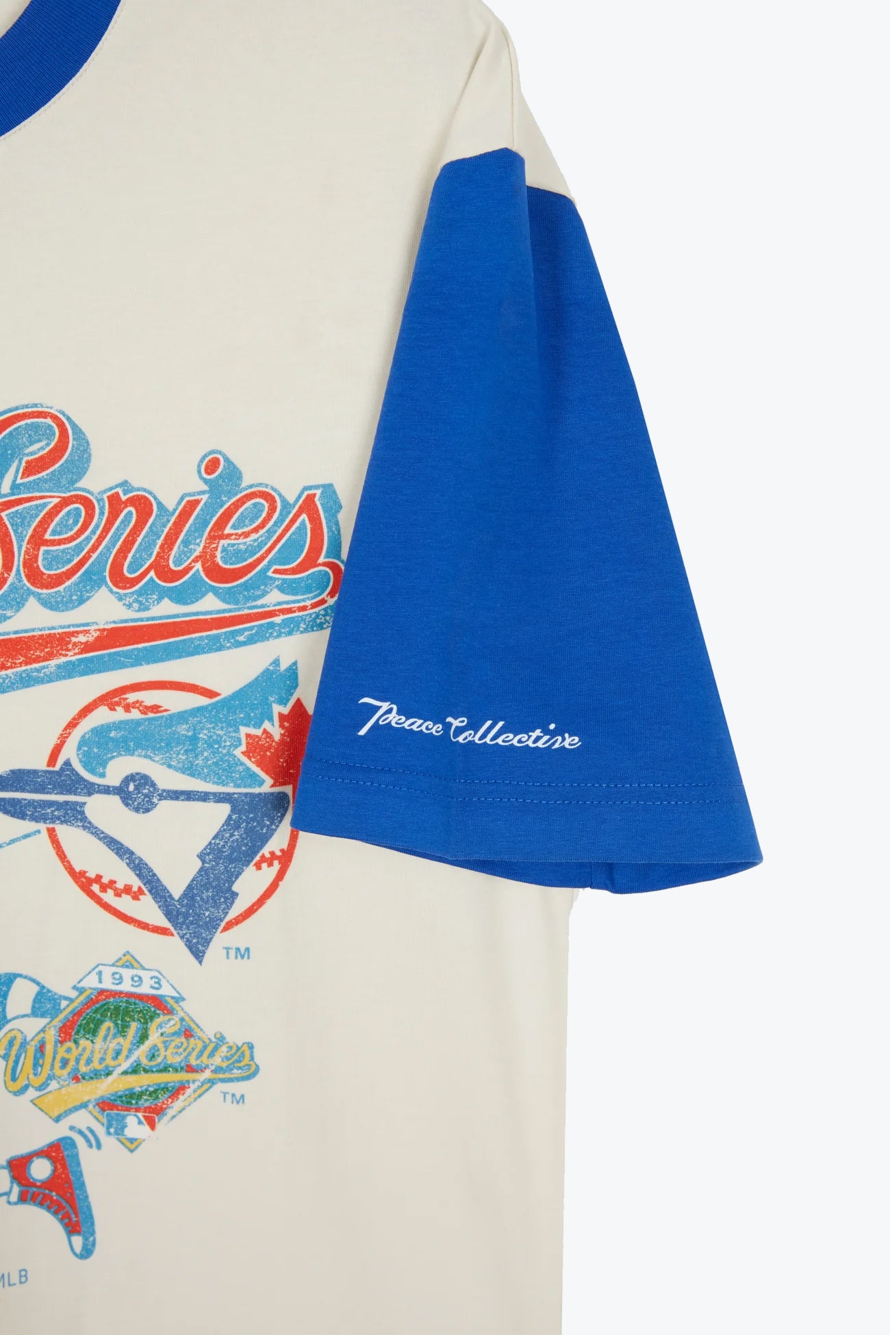 T-shirt raglan des Blue Jays de Toronto - Ivoire/Bleu roi