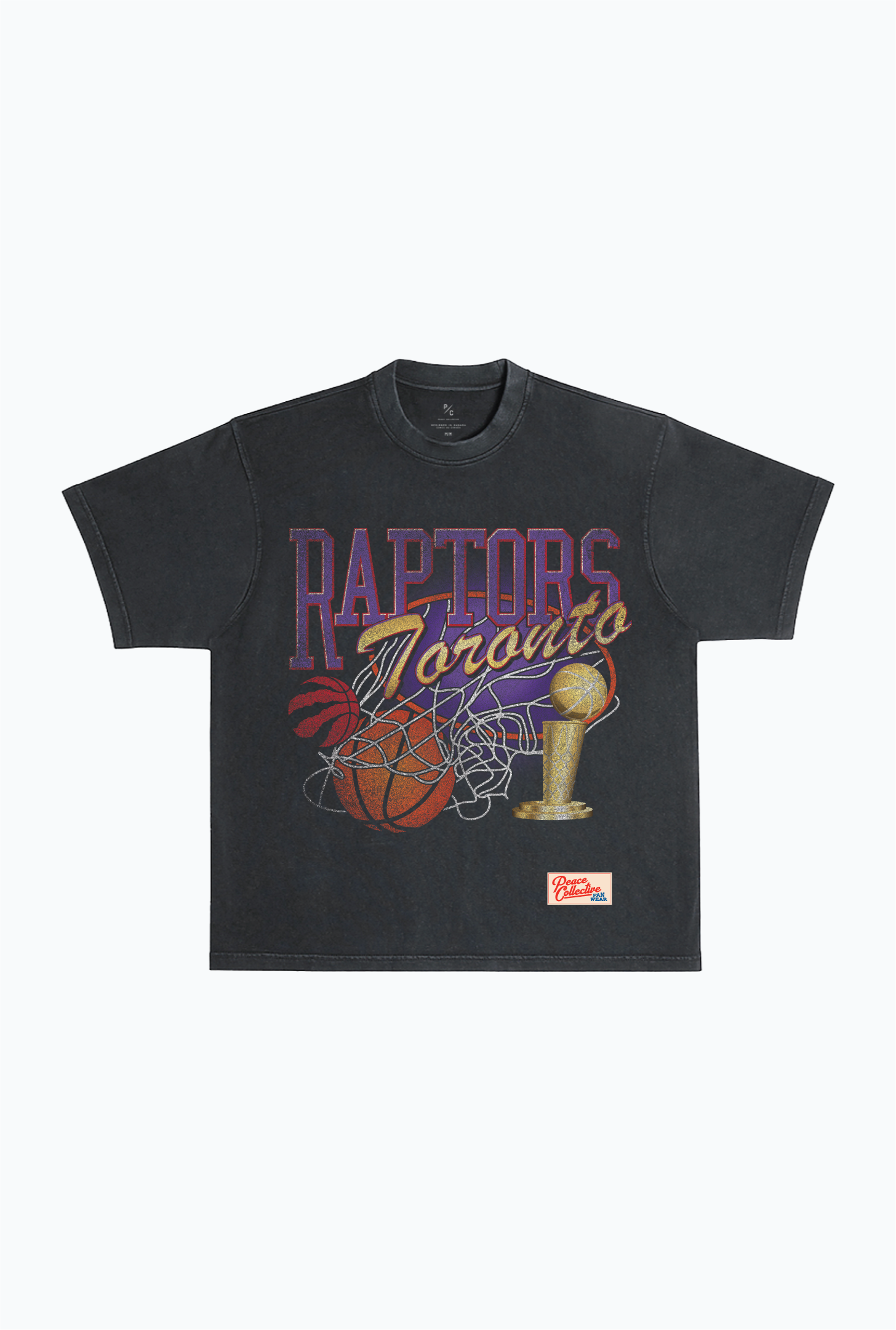 T-shirt épais teint en pièce Swish des Toronto Raptors - Noir