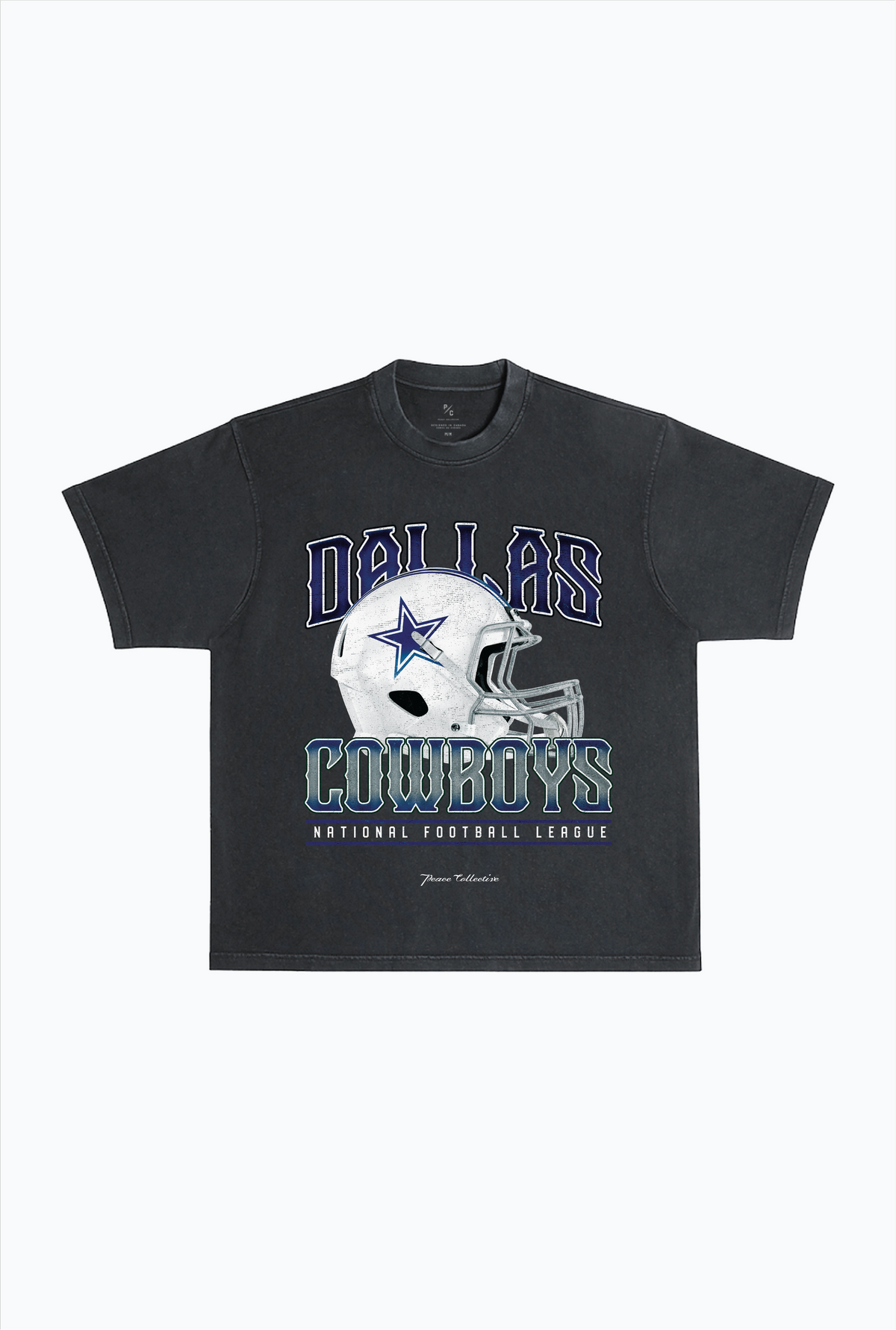 T-shirt épais teint en pièce avec casque des Cowboys de Dallas - Noir