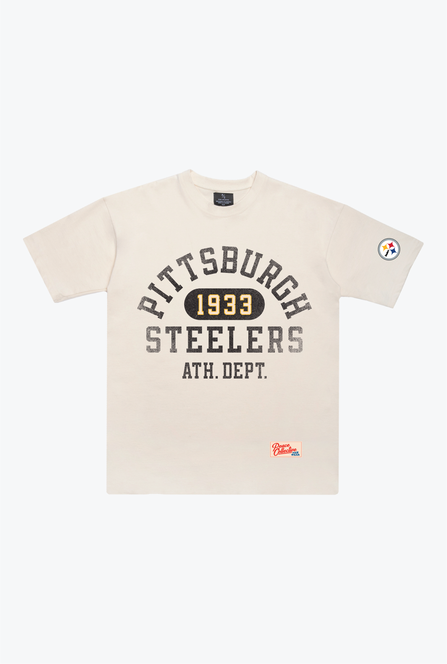 Schweres T-Shirt des Pittsburgh Steelers Athletic Club – Elfenbein