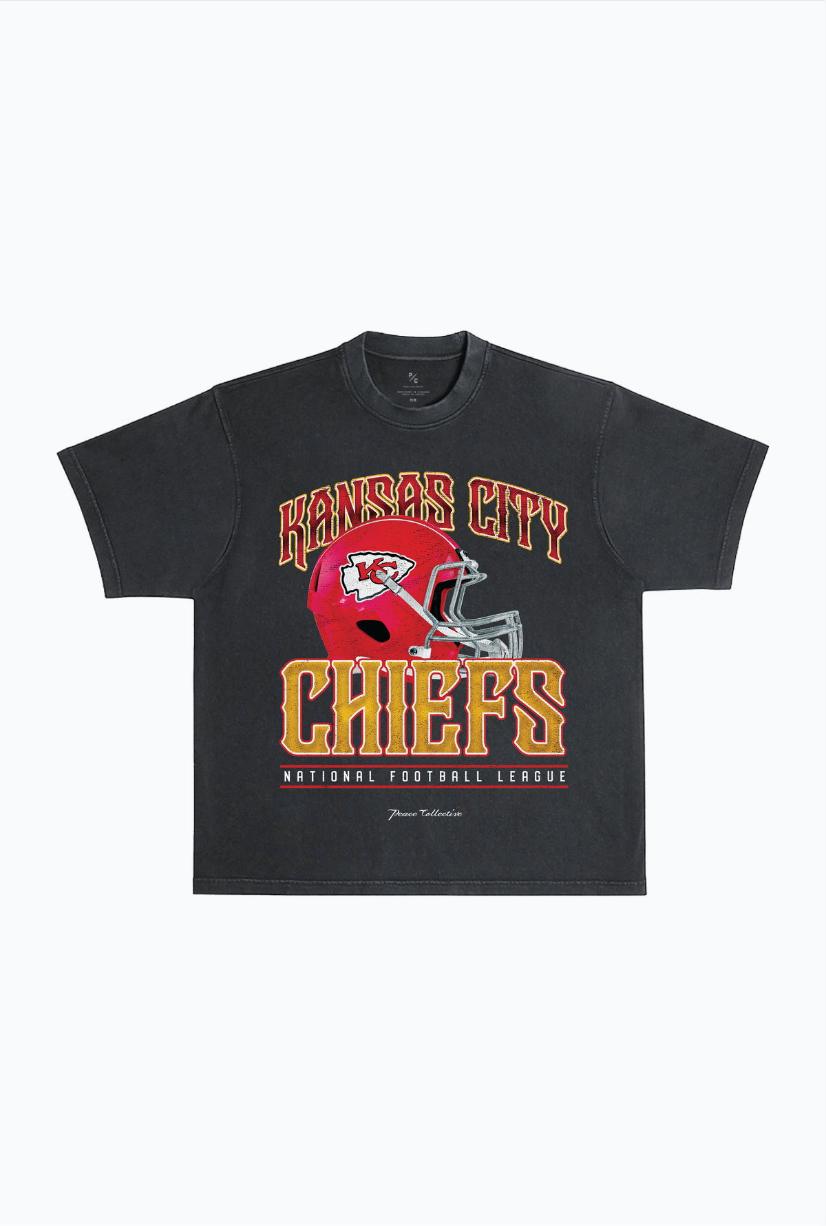 T-shirt épais teint en pièce avec casque des Kansas City Chiefs - Noir