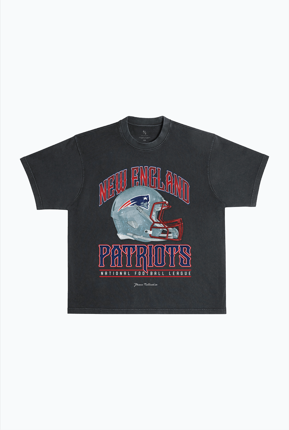 T-shirt épais teint en pièce avec casque des Patriots de la Nouvelle-Angleterre - Noir