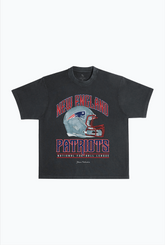 New England Patriots Helmet Garment Dyed Heavyweight T-Shirt - Black