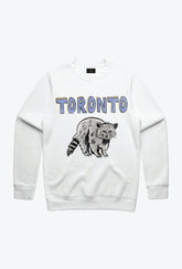 Toronto Raccoon Sketch Crewneck - White