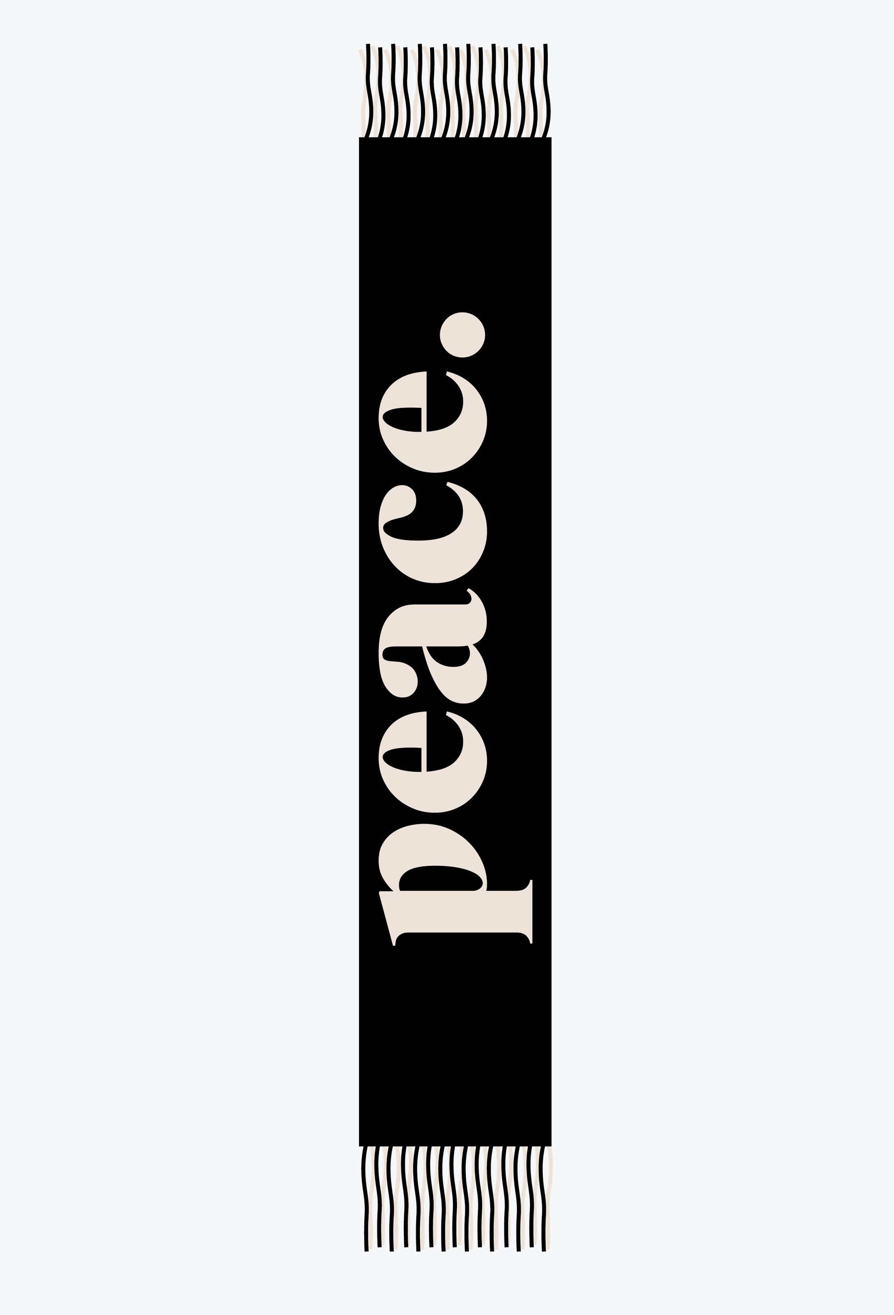 Peace Reversible Scarf - Ivory/Black