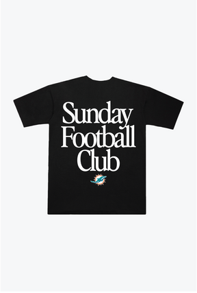 Miami Dolphins Sunday Football Club Heavyweight T-Shirt - Black