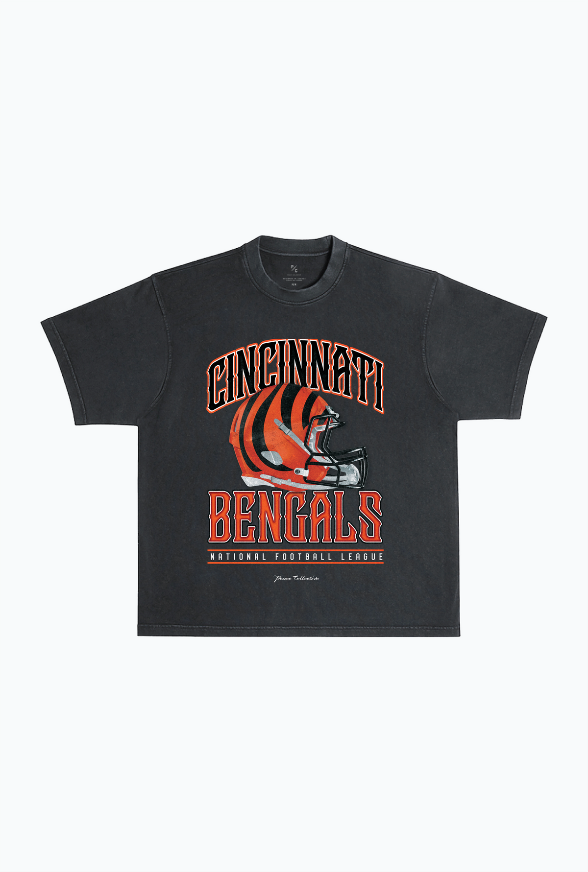 T-shirt épais teint en pièce avec casque des Bengals de Cincinnati - Noir