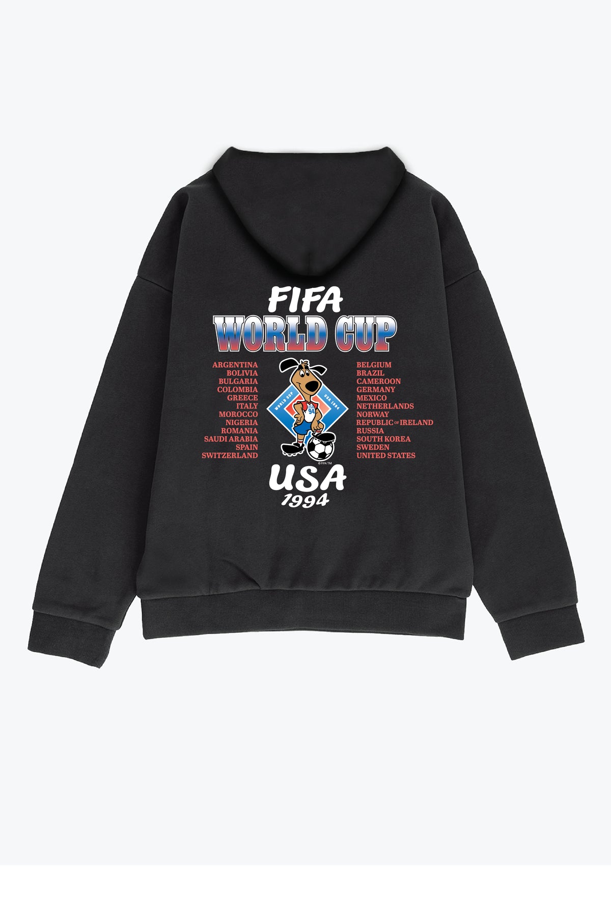 Sweat à capuche épais Coupe du Monde FIFA USA '94 - Noir