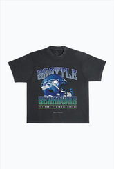 Seattle Seahawks Helm Garment Dyed Heavyweight T-Shirt - Schwarz