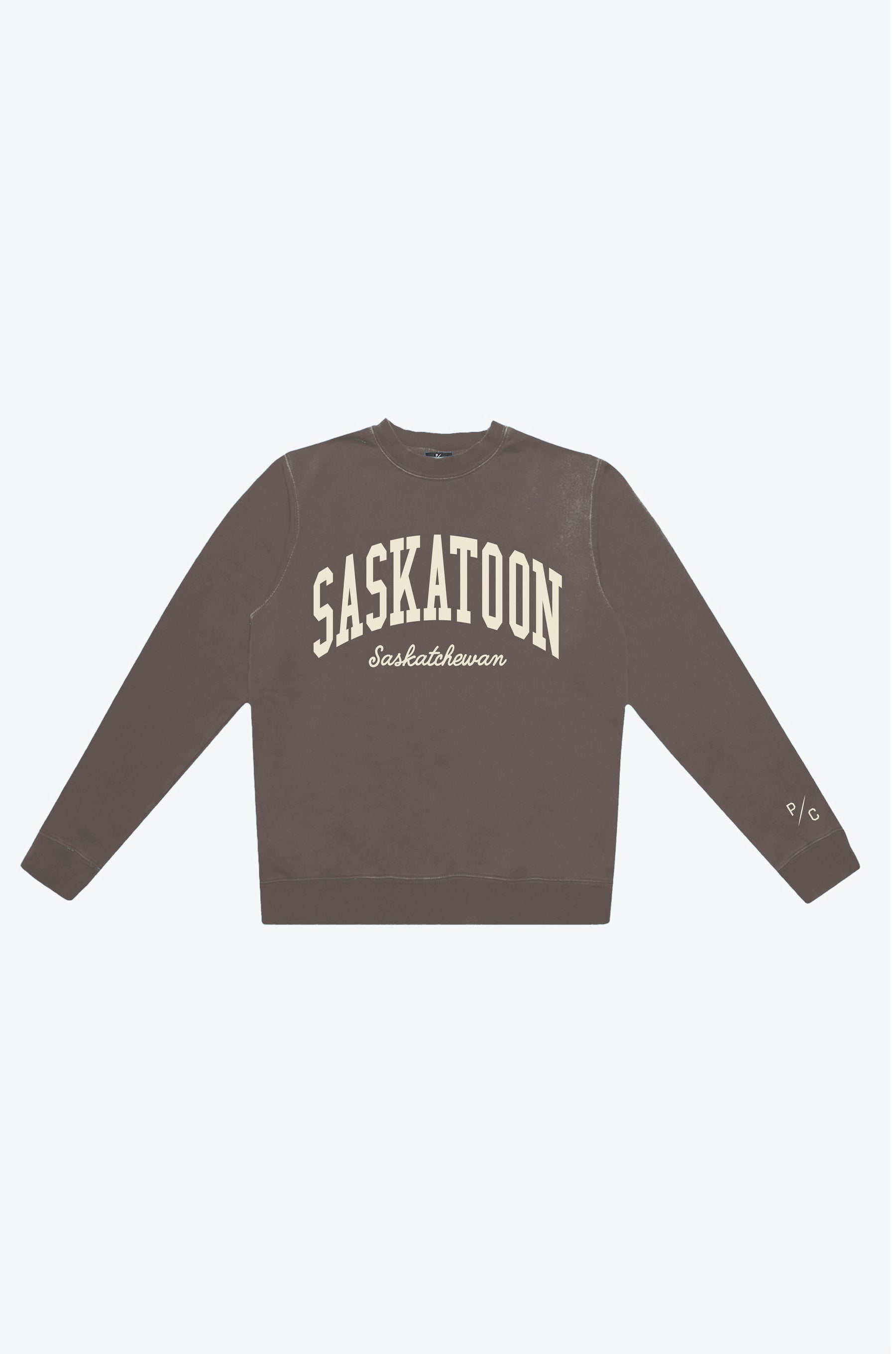 Saskatoon Tourist Pigment Dye Crewneck - Espresso