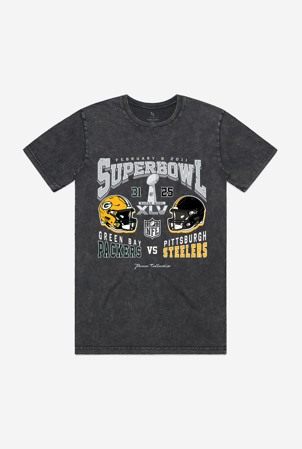 Super Bowl XLV: Green Bay Packers vs Pittsburgh Steelers Stonewashed T