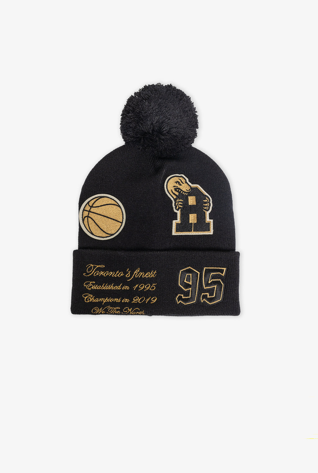 NBA Toronto Raptors Graduation Pom Knit Beanie Black by Mitchell