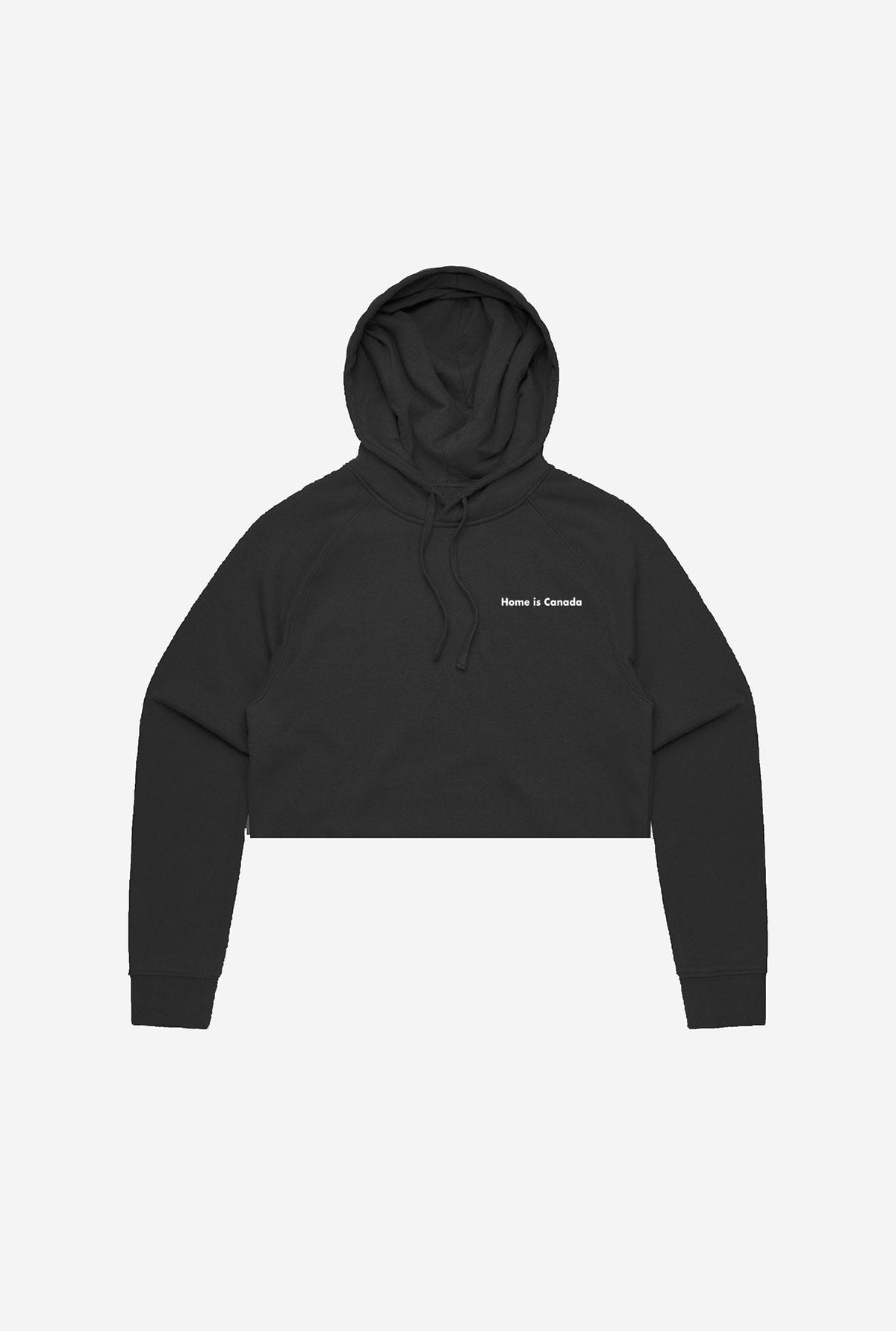 Home is Canada Minimal Logo Cropped Hoodie - Black