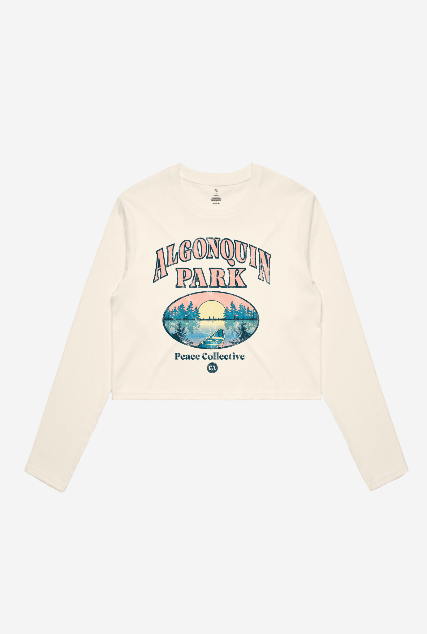 Algonquin Post Card Cropped Long Sleeve Shirt - Ivory