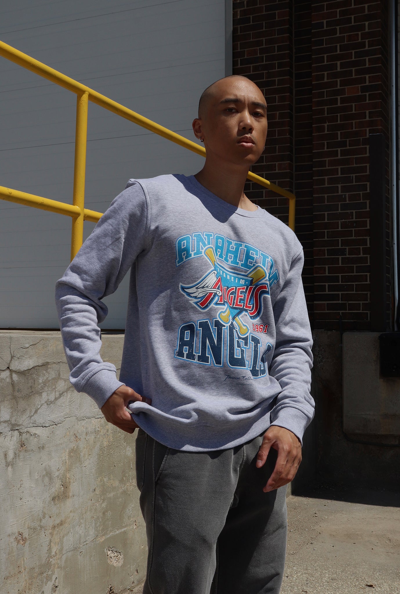 Anaheim Angels Vintage Washed Crewneck - Grey