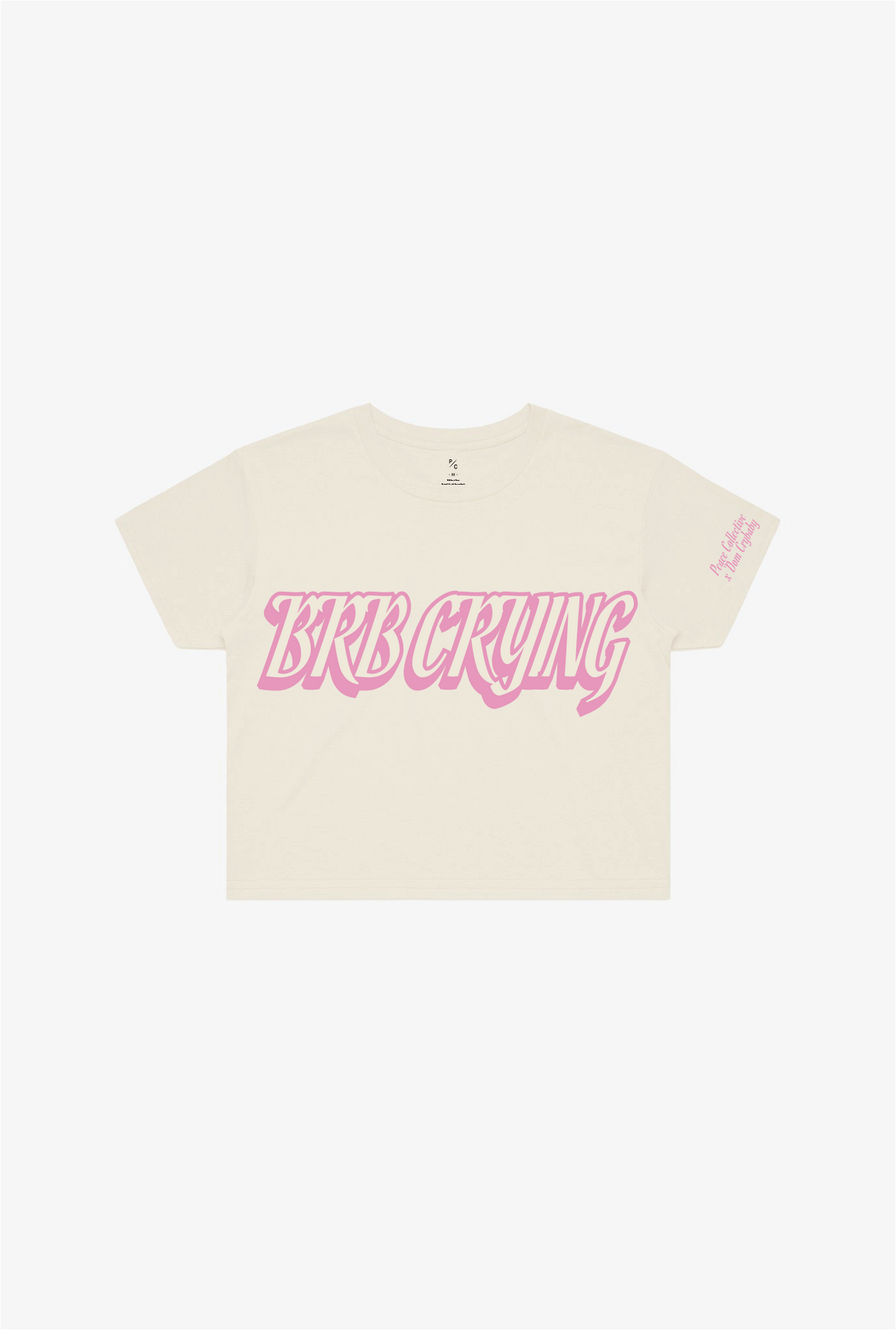 BRB Crying Cropped T-Shirt - Natural