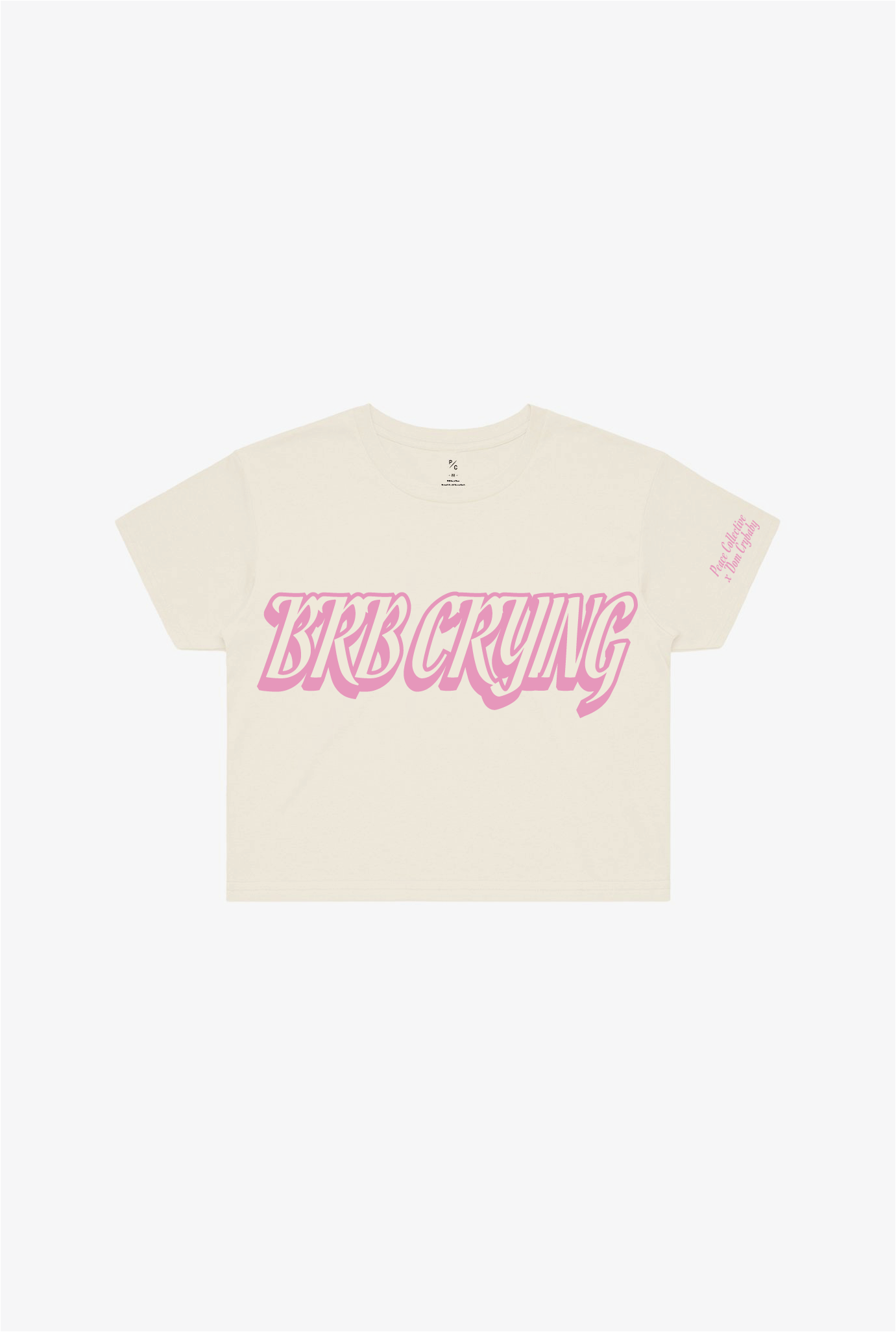 BRB Crying Cropped T-Shirt - Natural