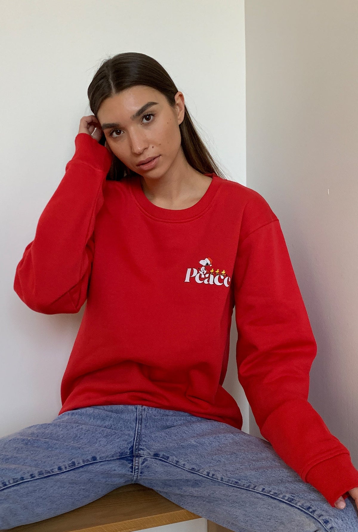 P/C x Peanuts Peace Snoopy Rundhalspullover - Rot