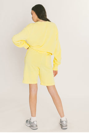 Home is Canada Cursive Logo Pigment Dye Shorts - Yellow