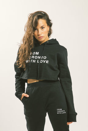 From Toronto With Love Cropped Hoodie - Black