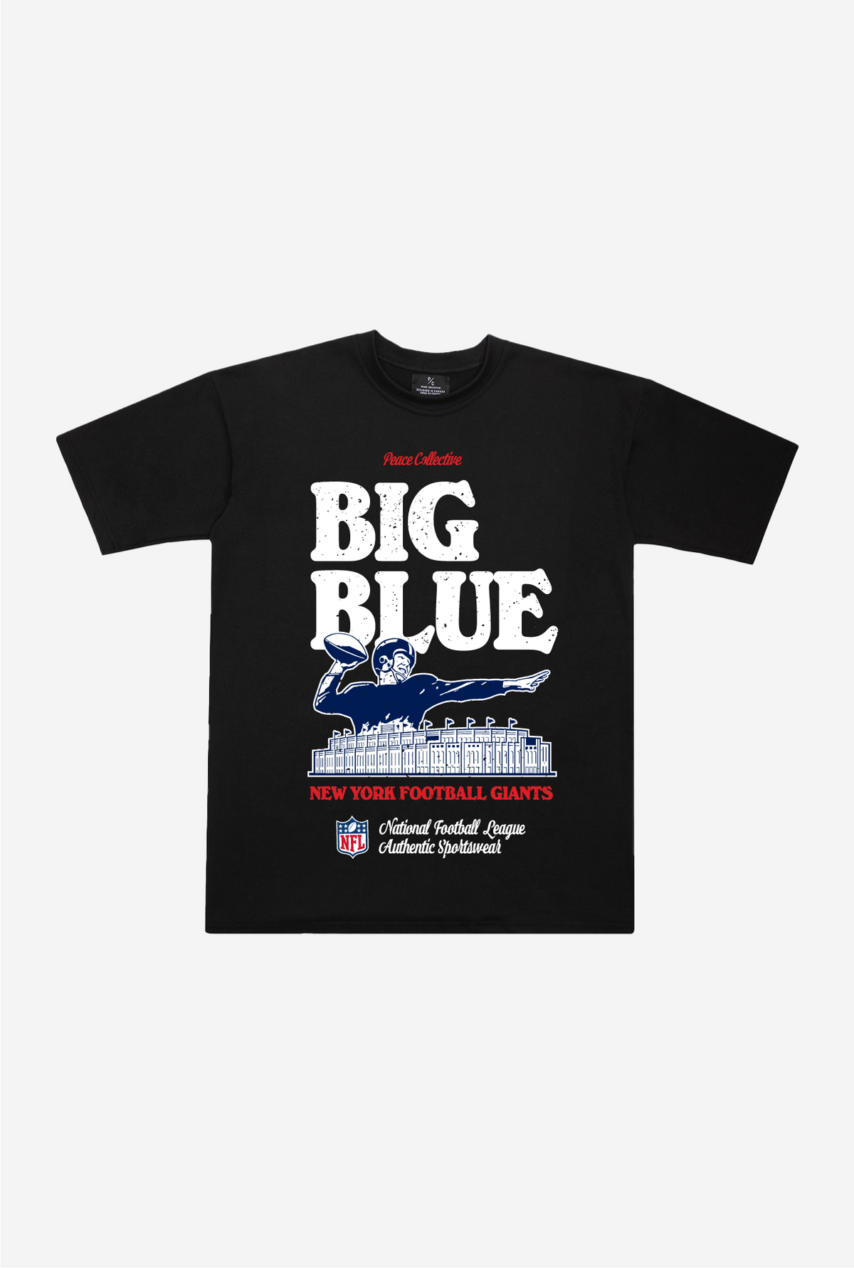 T-shirt lourd avec publicité vintage des New York Giants - Noir