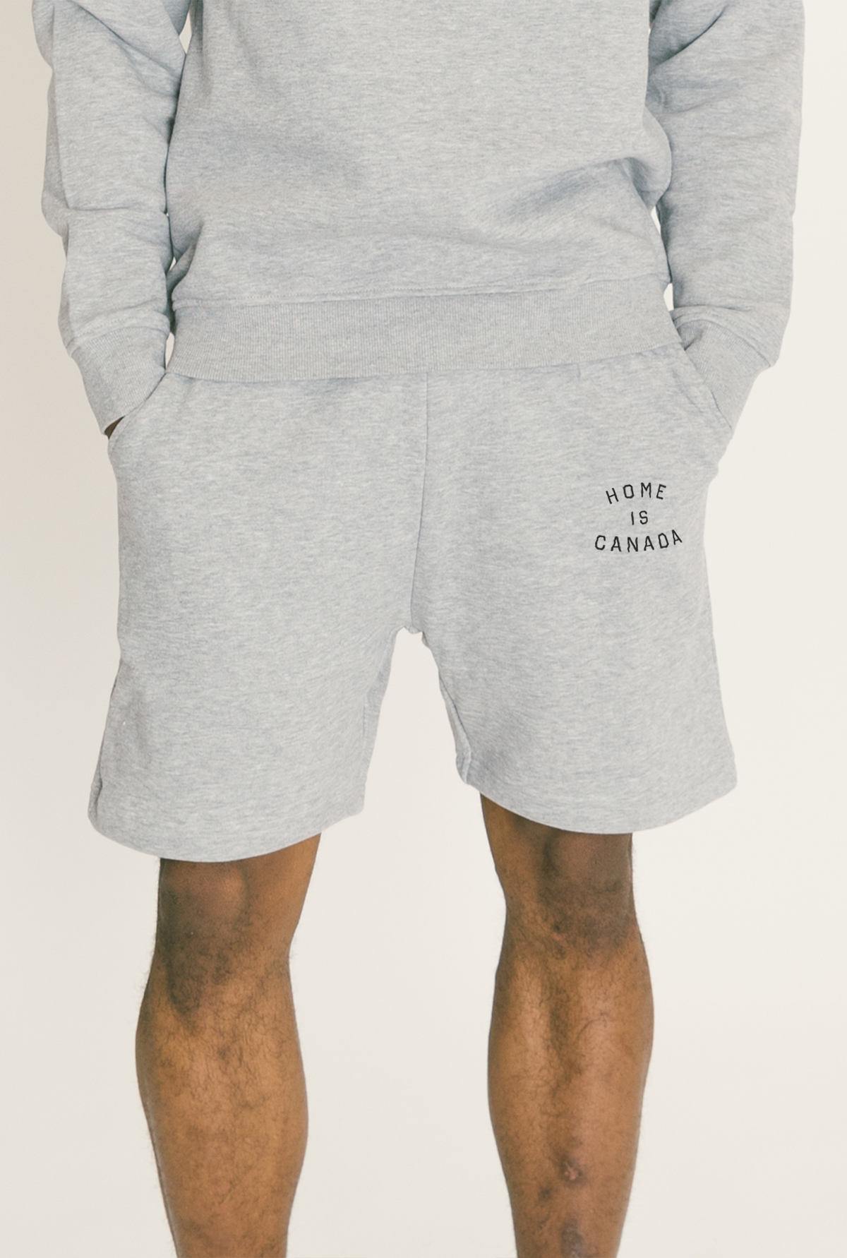 Home is Canada Crescent Fleece Shorts - Grey