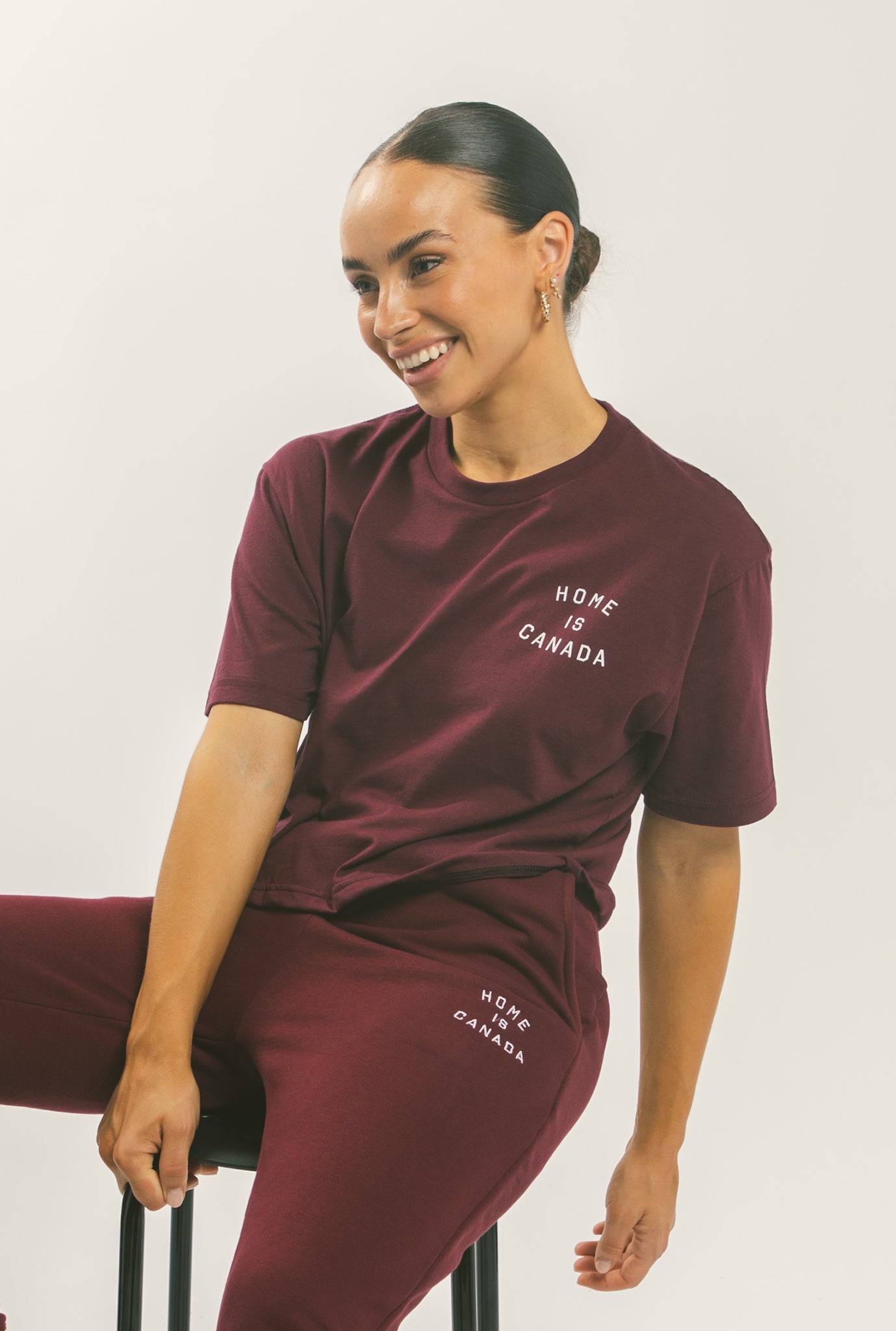 Home is Canada Crescent Cropped T-Shirt - Maroon