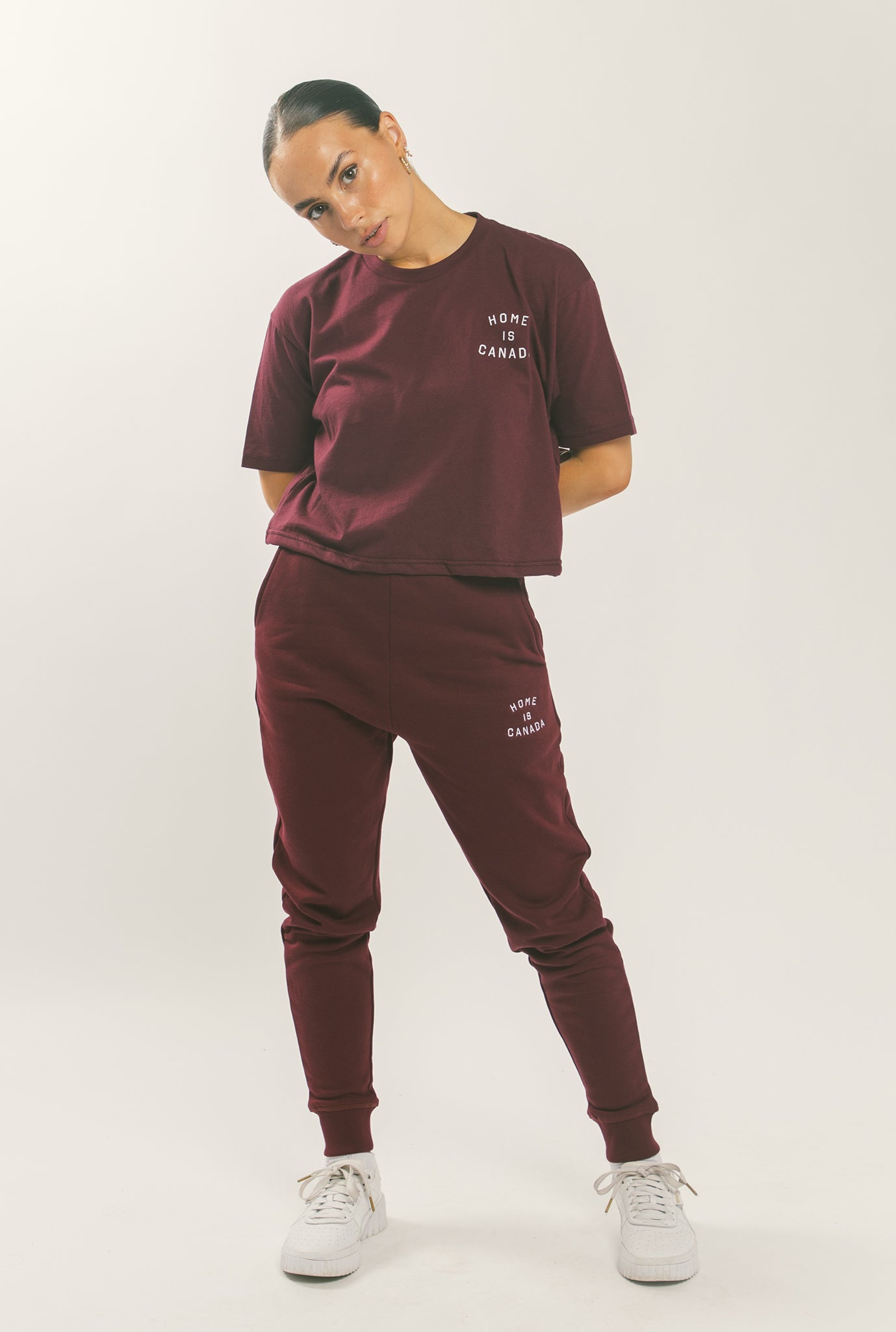 Home is Canada Crescent Cropped T-Shirt - Maroon