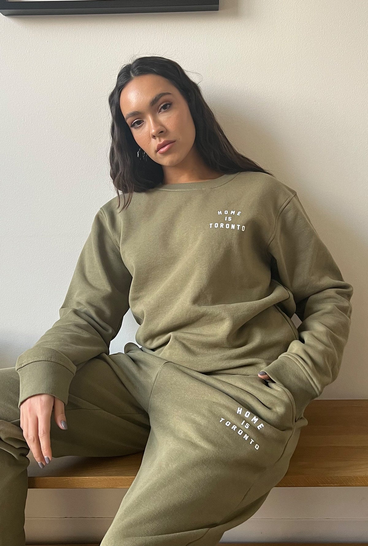 Home is Toronto Crescent Crewneck - Olive