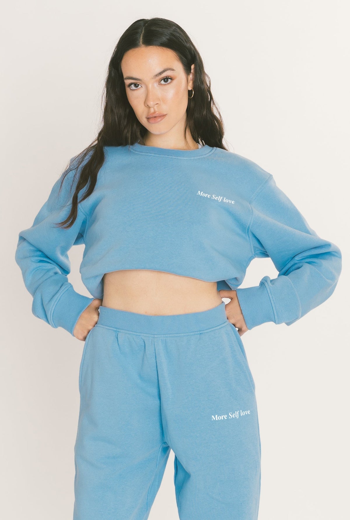 More Self Love Cropped Crewneck - Vista Blue