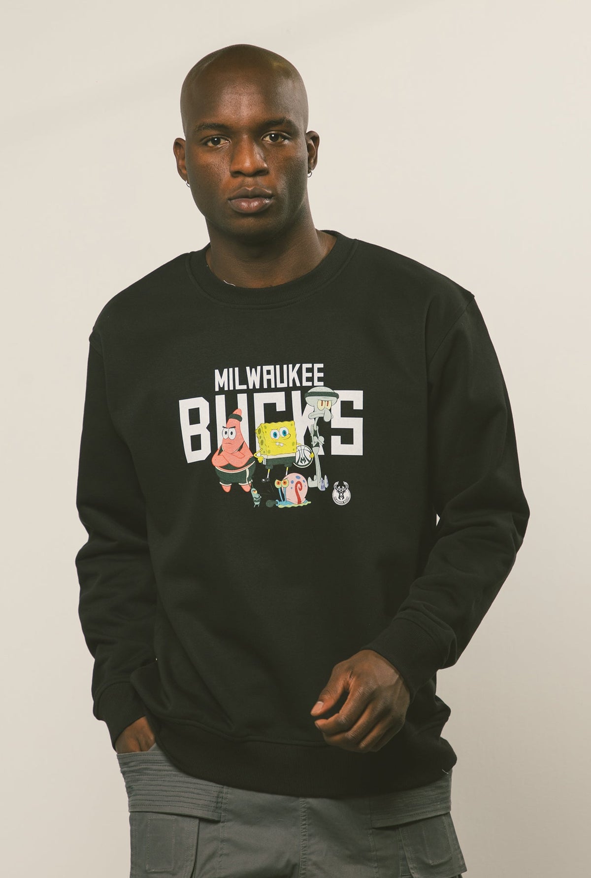 NBA x Spongebob Milwaukee Bucks Team Crewneck - Black