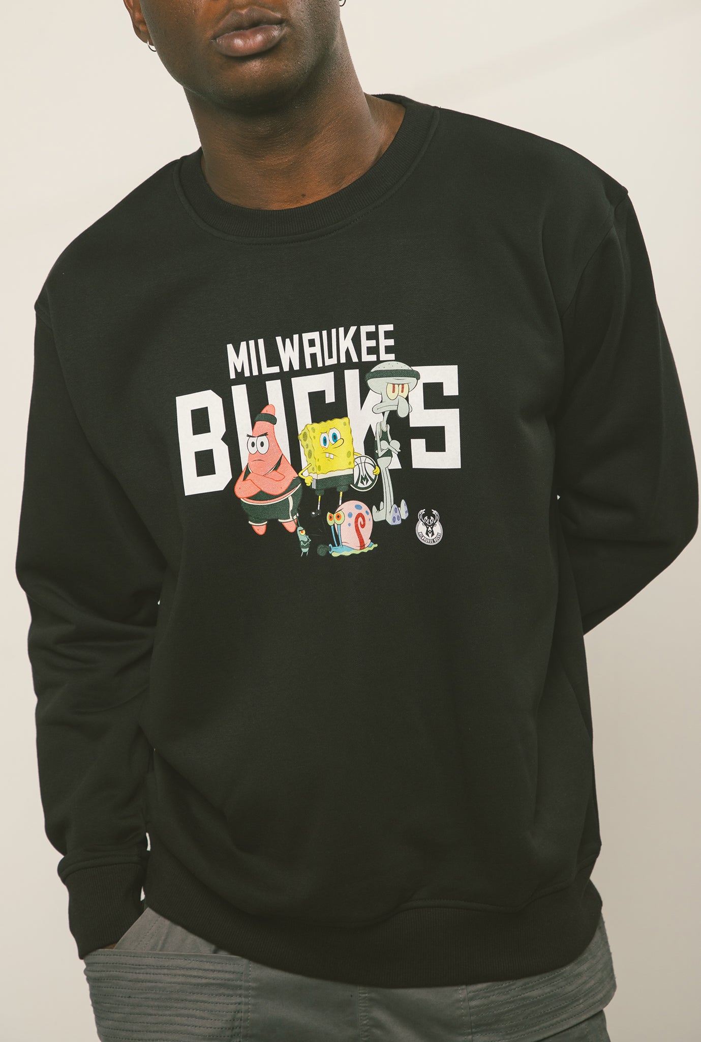 NBA x Spongebob Milwaukee Bucks Team Crewneck - Black